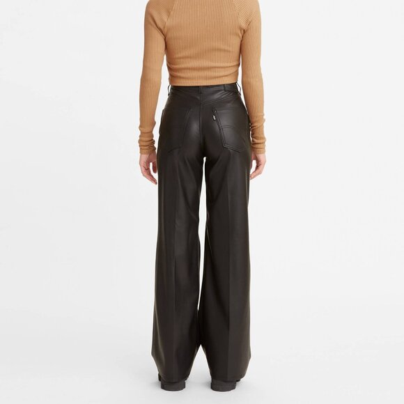 NWT Levi's 70's High Flare Faux Leather Black Pants Size 27 - Picture 14 of 14